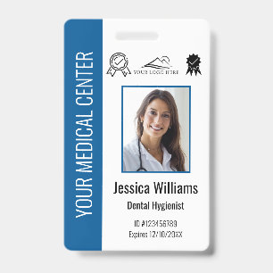 Tarjeta De Identificación Identificación Azul de Empleado Médico Certificado