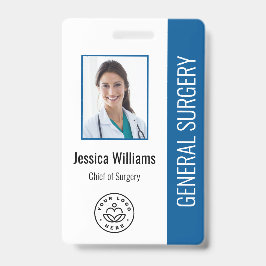 Tarjeta De Identificación Identificación azul de empleado médico de hospital