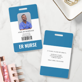 Tarjeta De Identificación Identificación azul del personal médico hospitalar