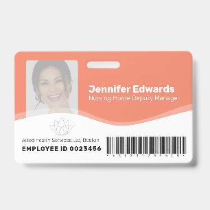 Tarjeta De Identificación Identificación con código de barras y foto de trab