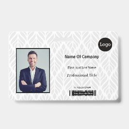 Tarjeta De Identificación Identificación con foto en gris y blanco