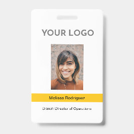 Tarjeta De Identificación Identificación corporativa amarilla con foto del e