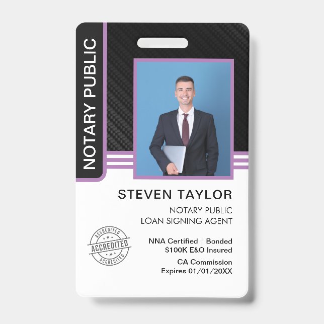 Tarjeta De Identificación Identificación de Agente de Firma de Préstamo Nota (Parte frontal)