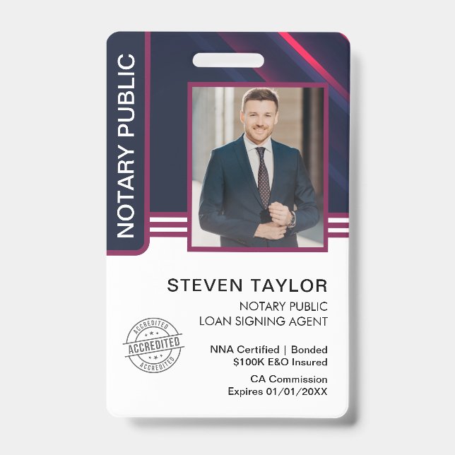 Tarjeta De Identificación Identificación de Agente de Firma de Préstamo Nota (Parte frontal)