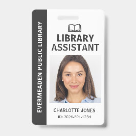 Tarjeta De Identificación Identificación de asistente de biblioteca con foto