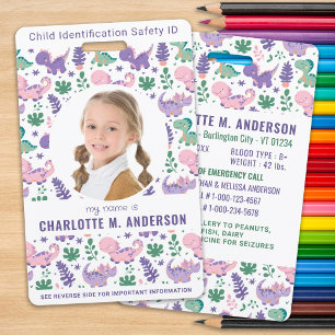 Tarjeta De Identificación Identificación de emergencia de foto infantil iden