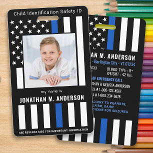 Tarjeta De Identificación Identificación de Emergencia Infantil Policía Band