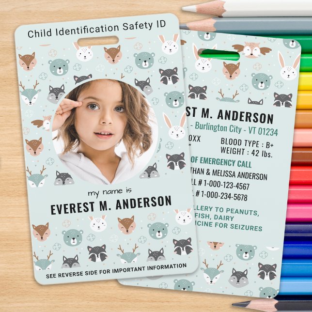 Tarjeta De Identificación Identificación de emergencia para niños con identi (Subido por el creador)