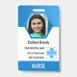 Tarjeta De Identificación Identificación de empleado azul personalizada, fot