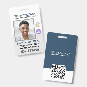 Tarjeta De Identificación Identificación de empleado con foto en blanco gris