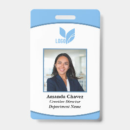 Tarjeta De Identificación Identificación de empleado con foto y logotipo azu