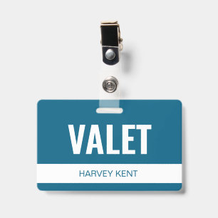 Tarjeta De Identificación Identificación de empleado de valet de hotel azul