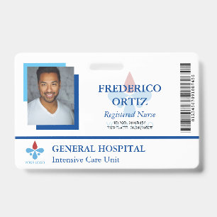 Tarjeta De Identificación Identificación de empleado del hospital azul blanc