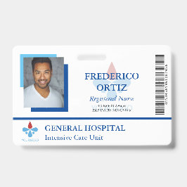 Tarjeta De Identificación Identificación de empleado del hospital azul blanc