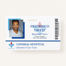 Tarjeta De Identificación Identificación de empleado del hospital azul blanc