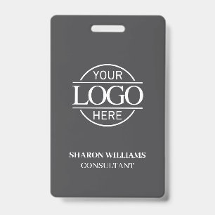 Tarjeta De Identificación Identificación de empleado gris y blanco con logot