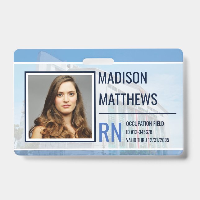 Tarjeta De Identificación Identificación de empleado médico - Foto de hospit (Anverso)