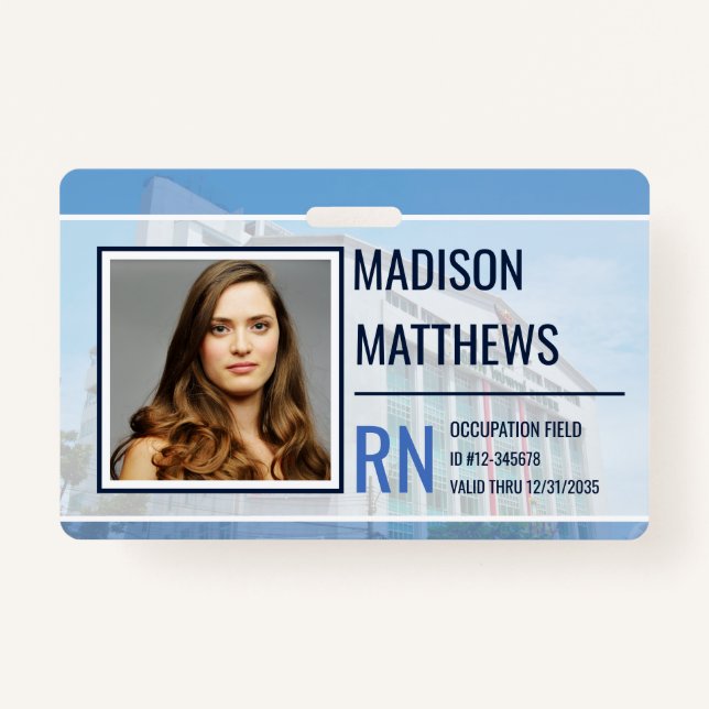 Tarjeta De Identificación Identificación de empleado médico - Foto de hospit (Anverso)