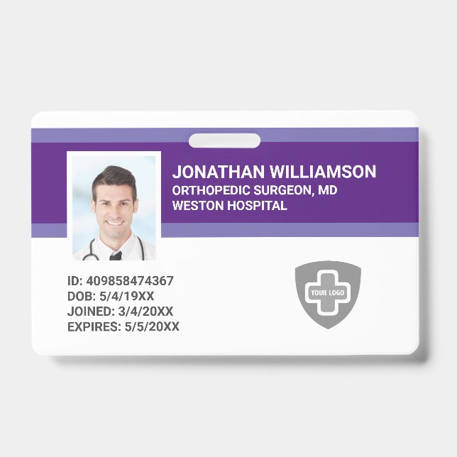 Tarjeta De Identificación Identificación de empleado personalizada, código d (Parte frontal)