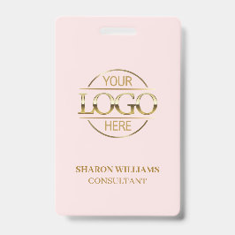 Tarjeta De Identificación Identificación de empleado rosa sonrojado con logo