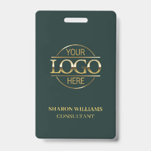 Tarjeta De Identificación Identificación de empleado verde oscuro con logoti
