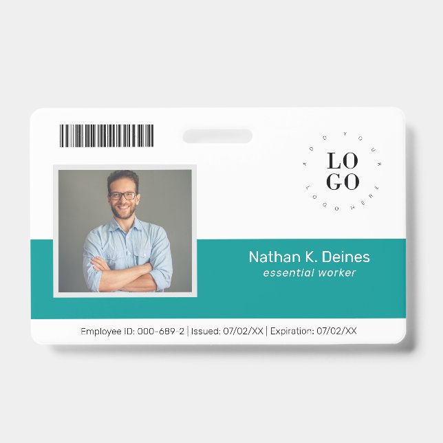 Tarjeta De Identificación Identificación de empresa personalizada con foto p (Parte frontal)