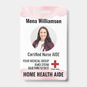 Tarjeta De Identificación Identificación de enfermera auxiliar de salud en e
