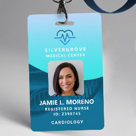 Tarjeta De Identificación Identificación de enfermero de foto Verde azulada 