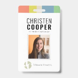 Tarjeta De Identificación Identificación de Foto con Código de Barras y Logo