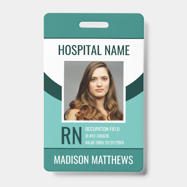 Tarjeta De Identificación Identificación de foto de empleado médico personal (Parte frontal)