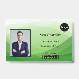 Tarjeta De Identificación Identificación de foto empresarial abstracta verde