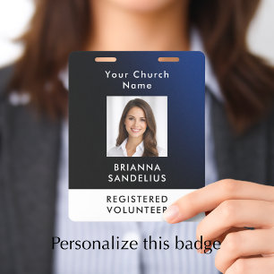 Tarjeta De Identificación Identificación de foto personalizada moderna azul
