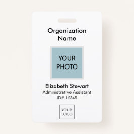 Tarjeta De Identificación Identificación de foto y logotipo de empleado pers