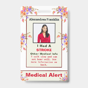 Tarjeta De Identificación Identificación de la enfermedad médica por alerta