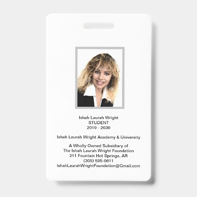 Tarjeta De Identificación Identificación de la escuela (Parte frontal)