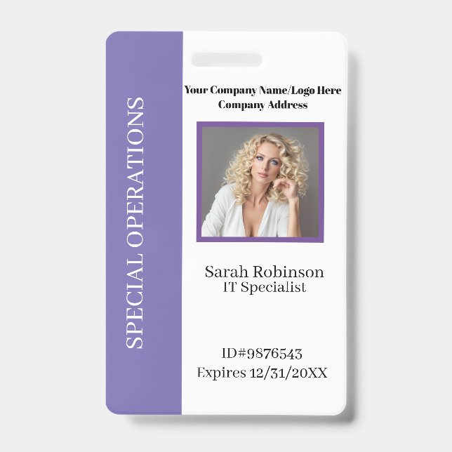 Tarjeta De Identificación Identificación de la foto de la empresa con código (Anverso)