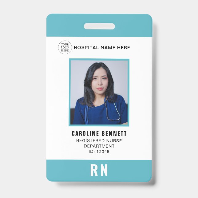 Tarjeta De Identificación Identificación de la foto de la enfermera del pers (Parte frontal)