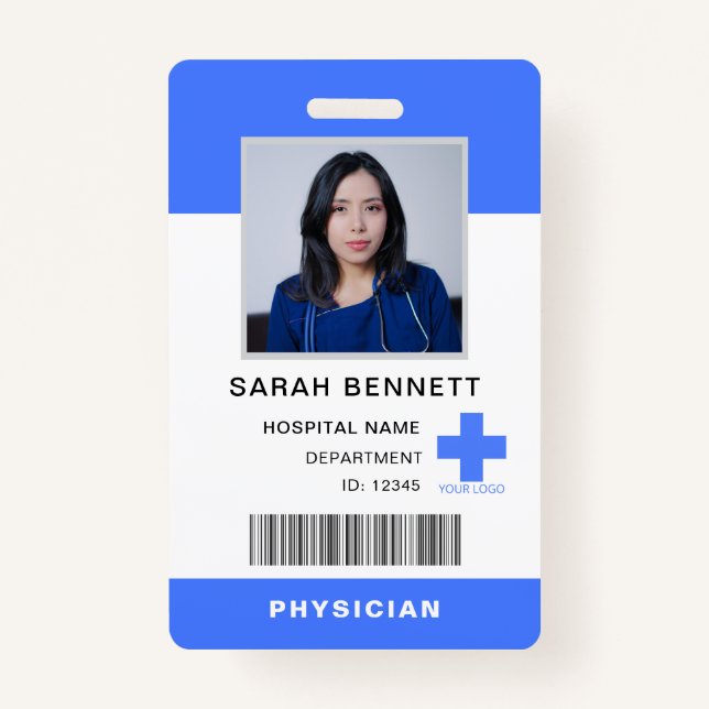 Tarjeta De Identificación Identificación de la foto del personal médico | Lo (Anverso)