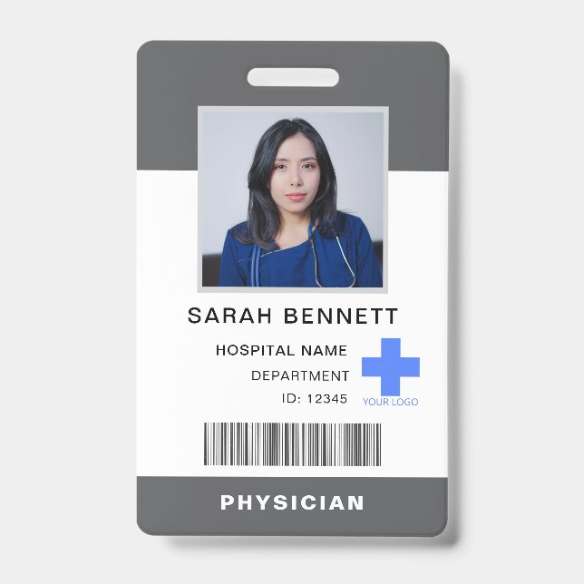 Tarjeta De Identificación Identificación de la foto del personal médico | Lo (Parte frontal)