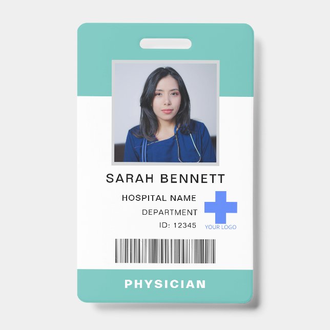 Tarjeta De Identificación Identificación de la foto del personal médico | Lo (Parte frontal)