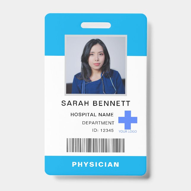 Tarjeta De Identificación Identificación de la foto del personal médico | Lo (Parte frontal)