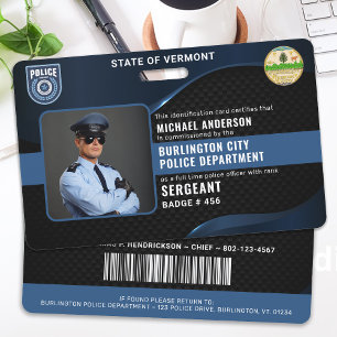 Tarjeta De Identificación Identificación de los agentes de policía encargado