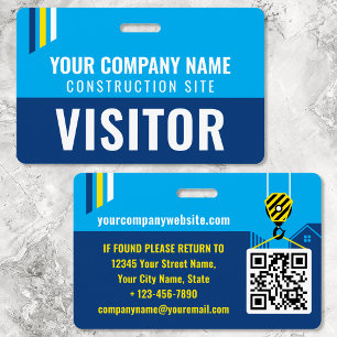 Tarjeta De Identificación Identificación de pase de visitante de construcció