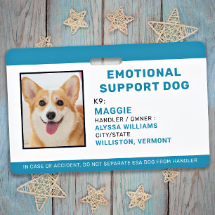 Tarjeta De Identificación Identificación de Perro de Apoyo Emocional Simple 