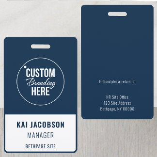 Tarjeta De Identificación Identificación de personal con logotipo azul de em