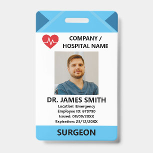 Tarjeta De Identificación Identificación de seguridad del hospital médico en