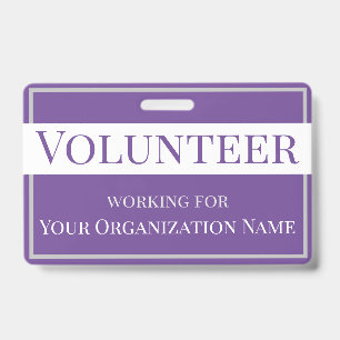 Tarjeta De Identificación Identificación de Voluntario Personalizada Morada 