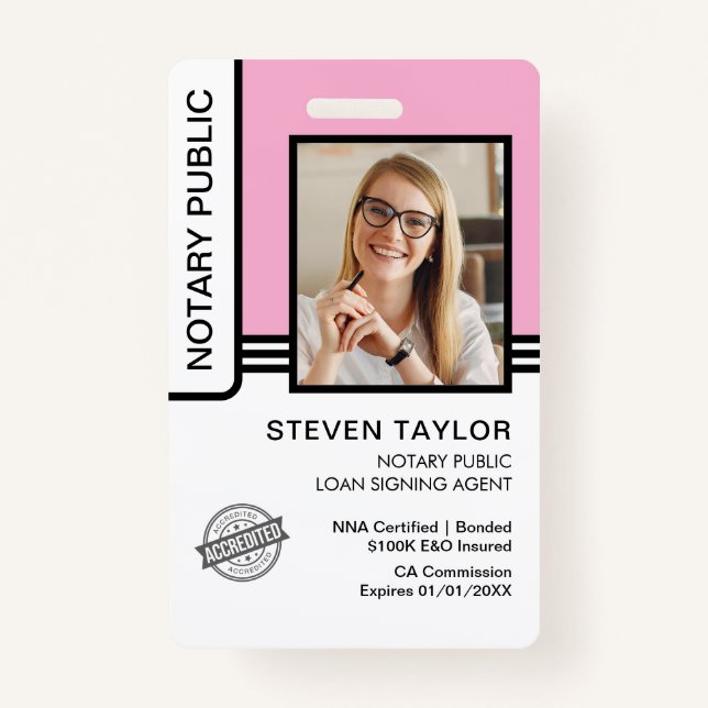 Tarjeta De Identificación Identificación del agente de firma del préstamo pú (Anverso)