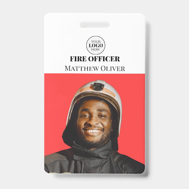 Tarjeta De Identificación Identificación del bombero Foto Insignia del logot (Parte frontal)