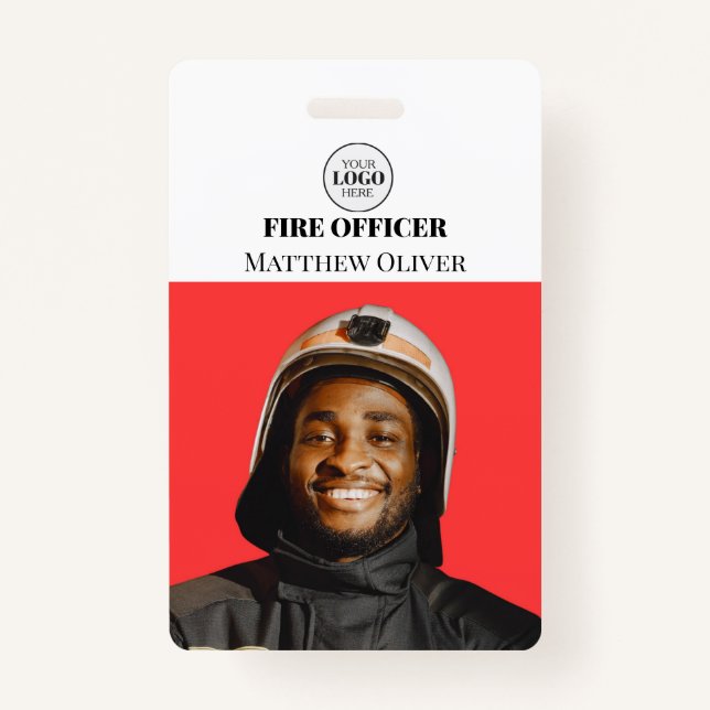 Tarjeta De Identificación Identificación del bombero Foto Insignia del logot (Anverso)